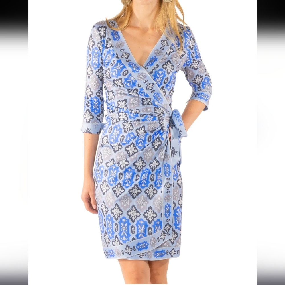 Gretchen Scott Jersey Wrap It Up Dress Robe Haveli Periwinkle Silky Soft Large